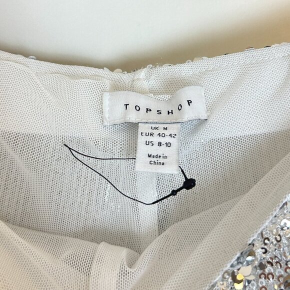 TOPSHOP Sequin Wide Leg Pants in Silver Size US 8-10 - Picture 5 of 9